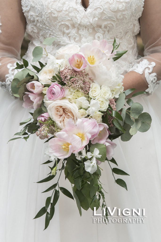 Cascading bridal bouquet by Garden by the GAte Floral Design, North Canton, Photo-Livigni PHotography